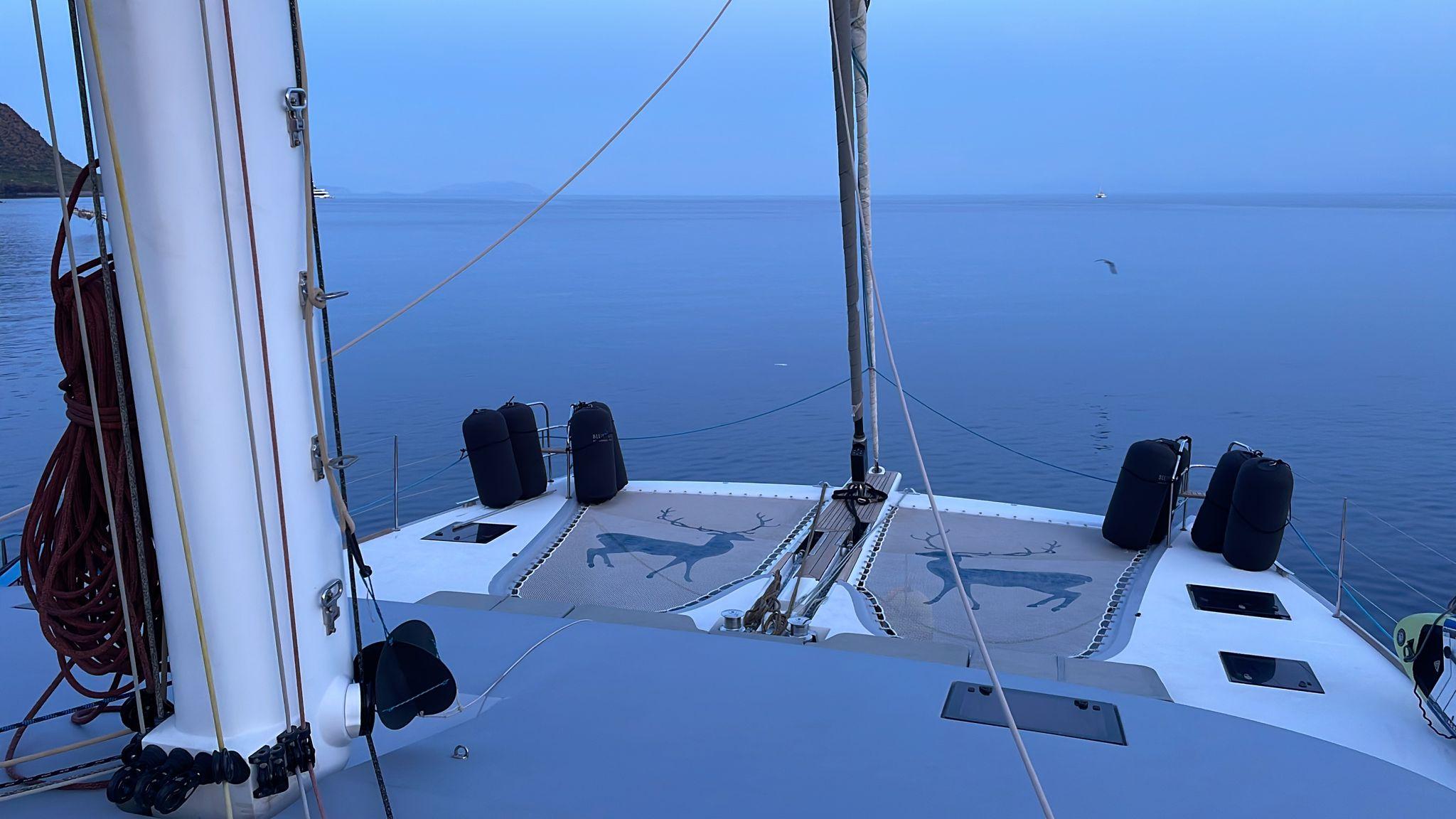 Luxurious 2015 Sunreef 74 yacht deck with serene ocean view.
