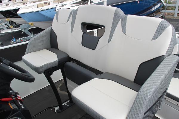 2023 Scarab 255 Open ID boat seating with modern design and comfortable upholstery.