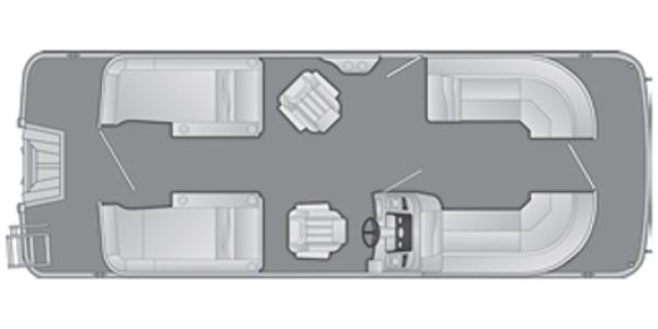 2023 Bennington 22 SXCW boat layout with seating and helm.