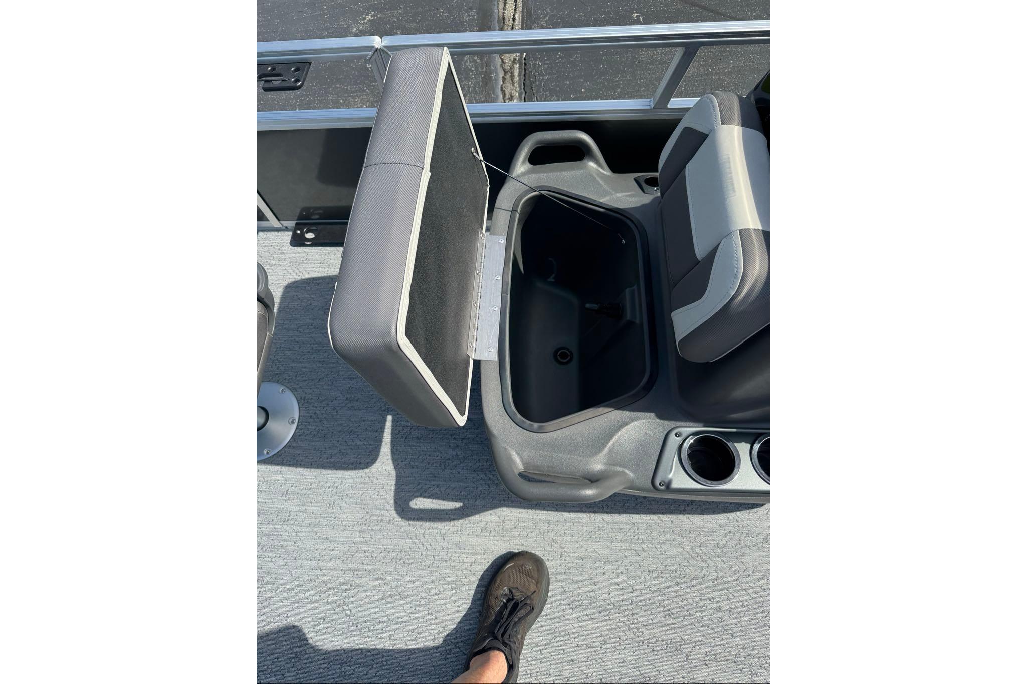 2026 Sun Tracker Bass Buggy 16 XL Select boat interior with open storage compartment.
