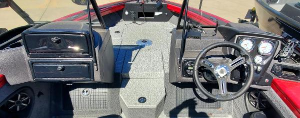 2024 Tracker Targa V-19 WT boat interior with steering wheel and dashboard.