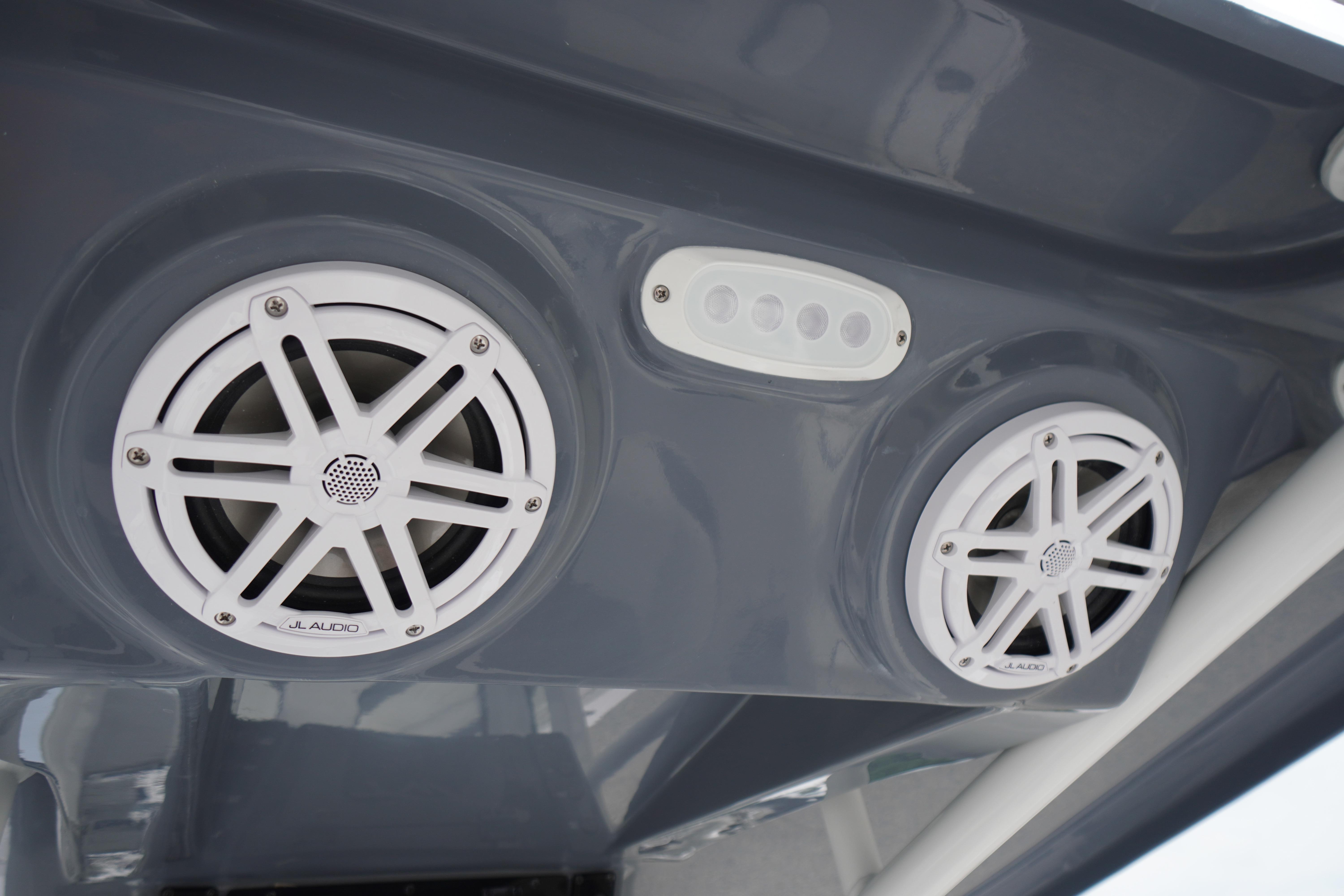 2026 Tidewater 232 SS boat speakers and controls, featuring JL Audio components.