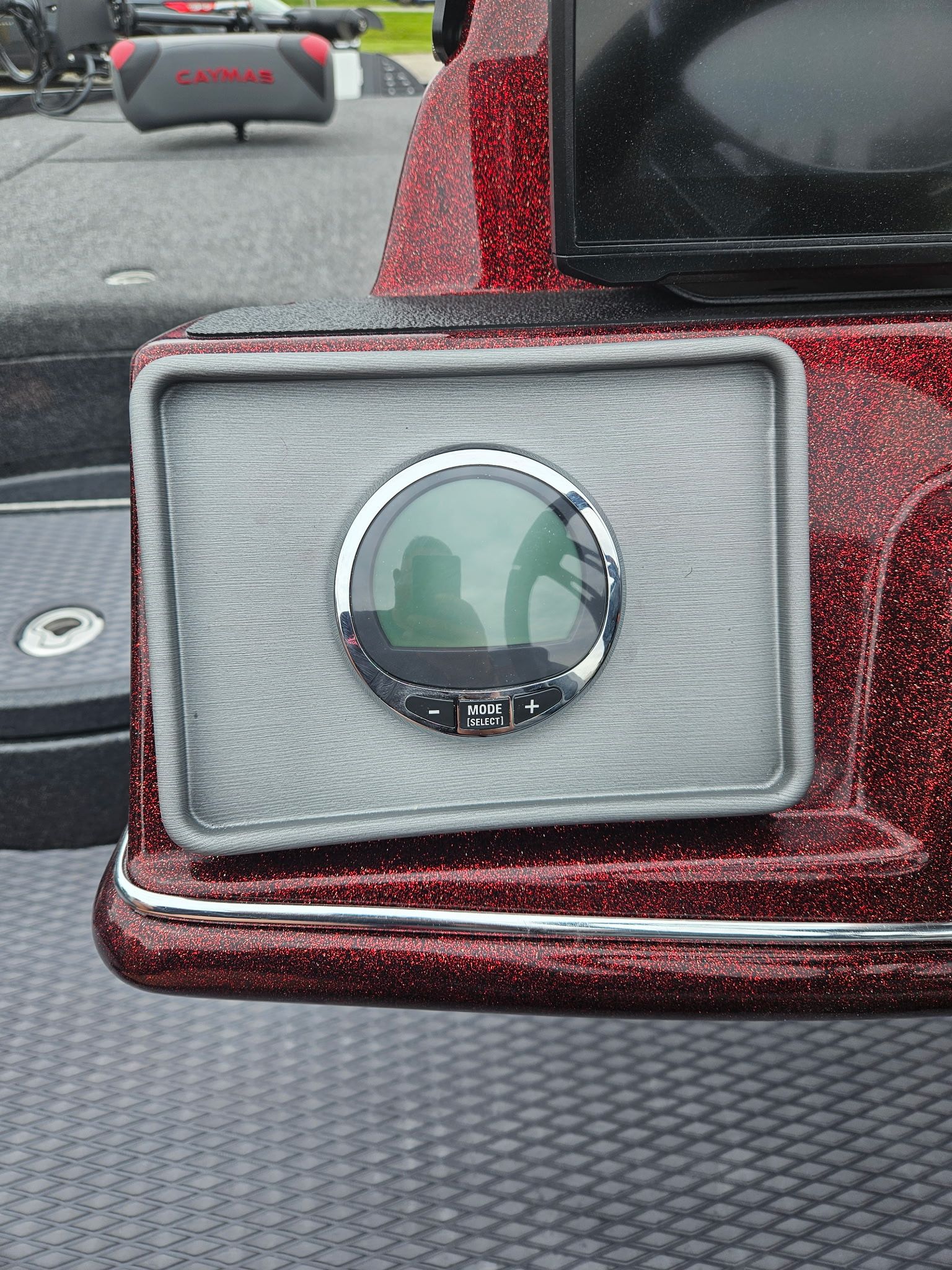 Close-up of Caymas CX 21 PRO boat dashboard.
