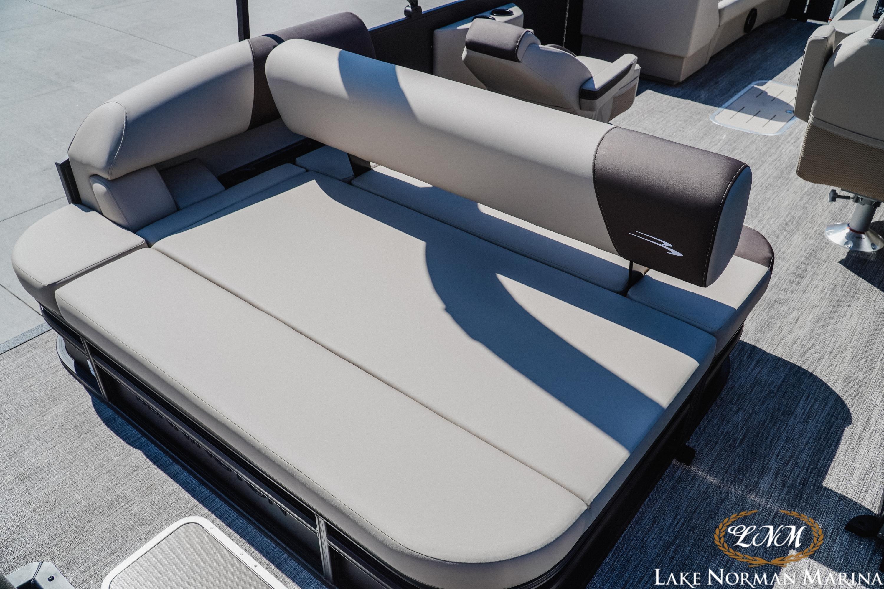 2027 Bennington 23ssb boat interior with luxurious seating at Lake Norman Marina.