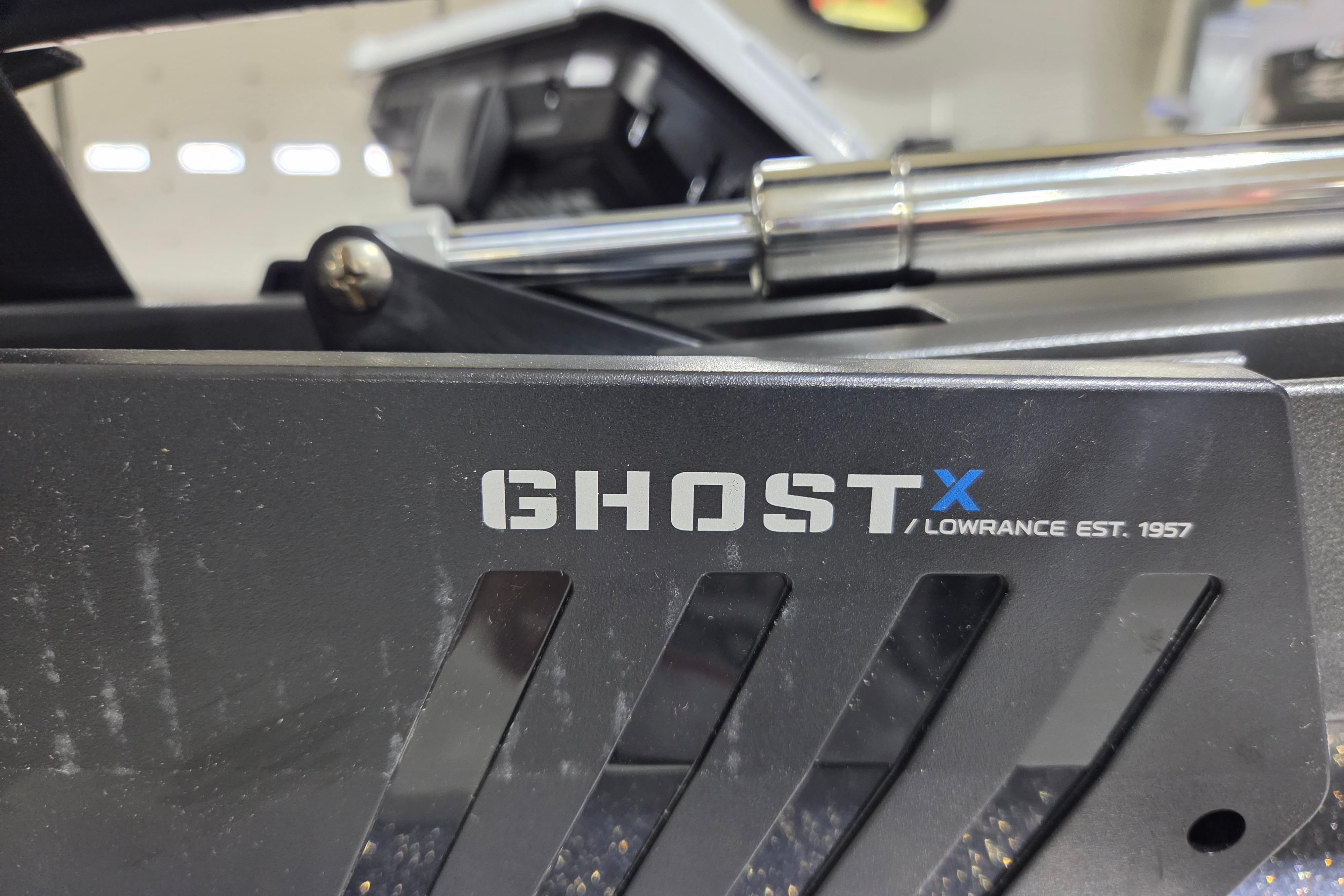 Close-up of Ghost X Lowrance equipment on a 2026 Nitro Z19 XL boat.