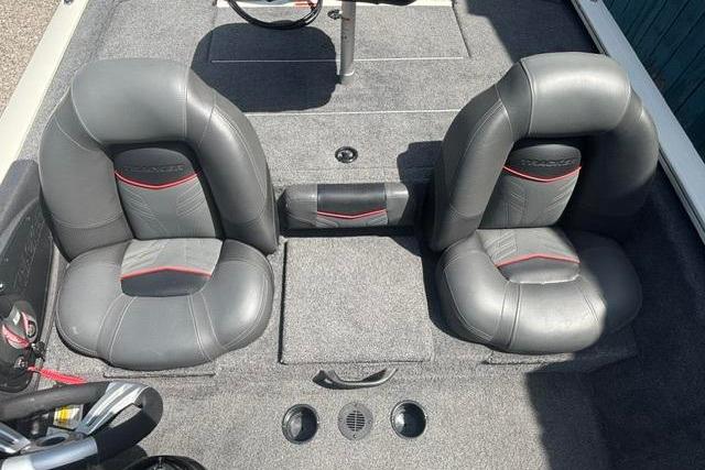 2021 Tracker Pro Team 175 TXW Tournament Edition boat interior with two gray seats.