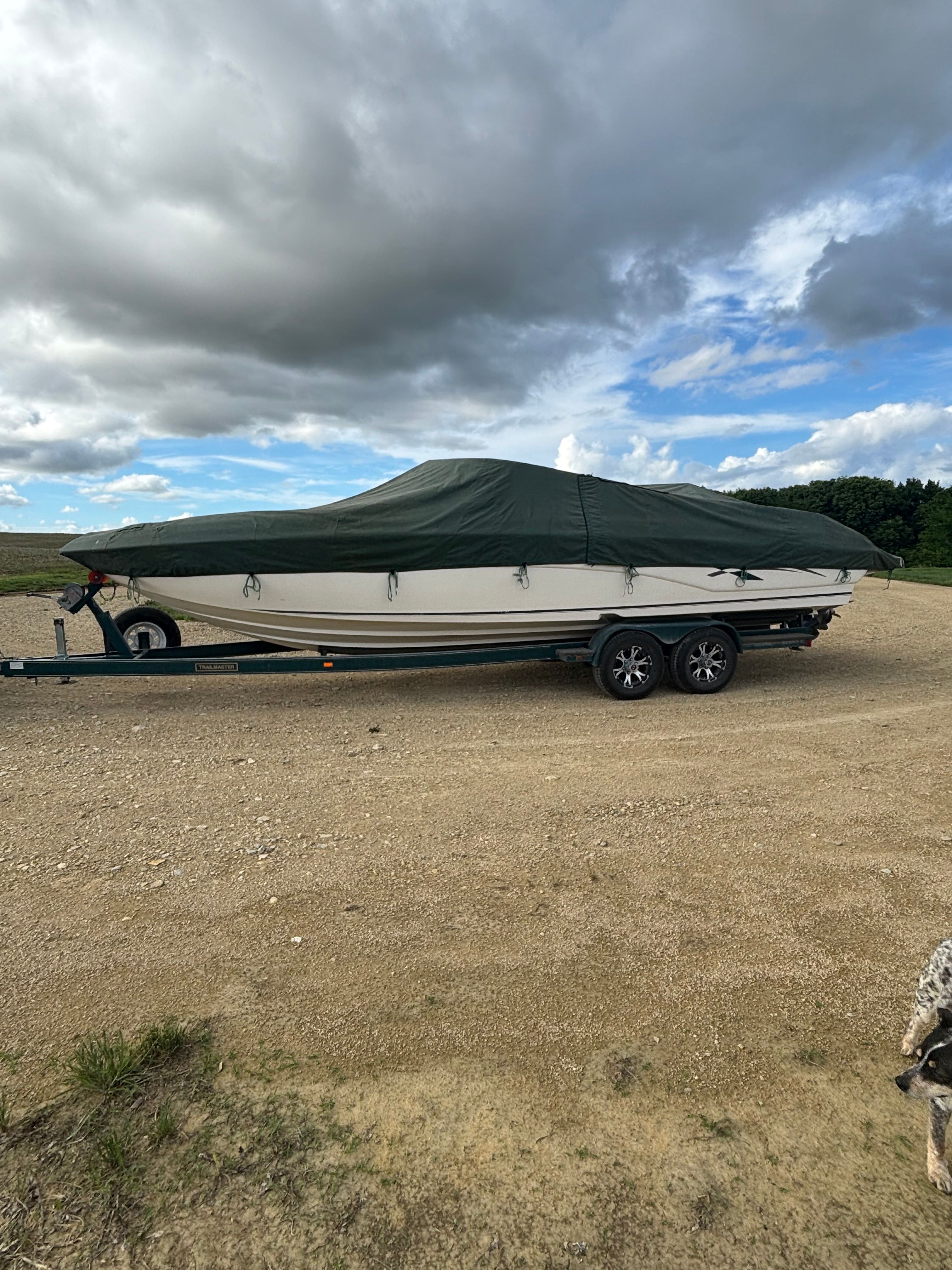 1999 Rinker Captiva 272 boat on trailer with cover.