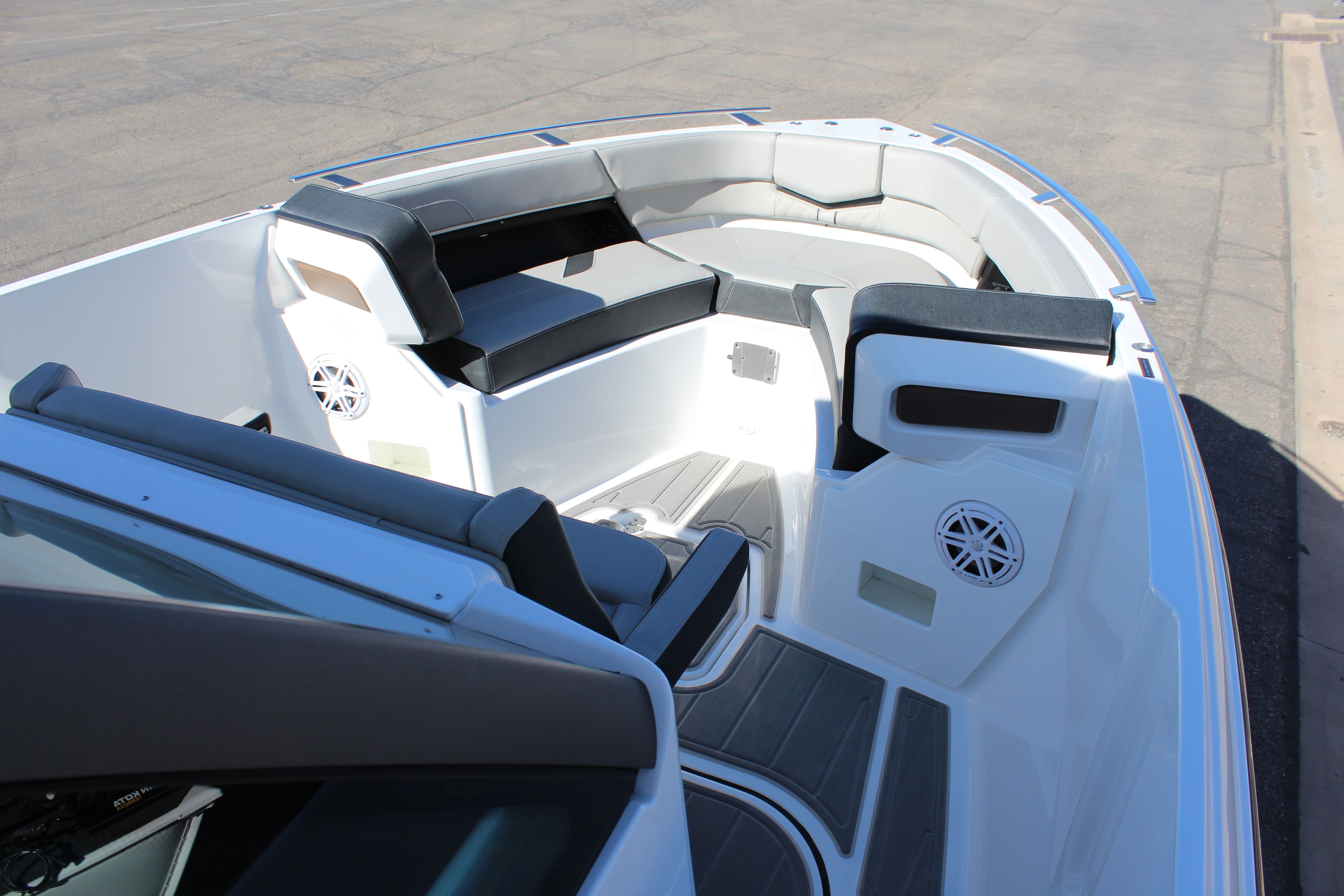 Interior of 2025 Monterey Elite 27 OB with seating area.