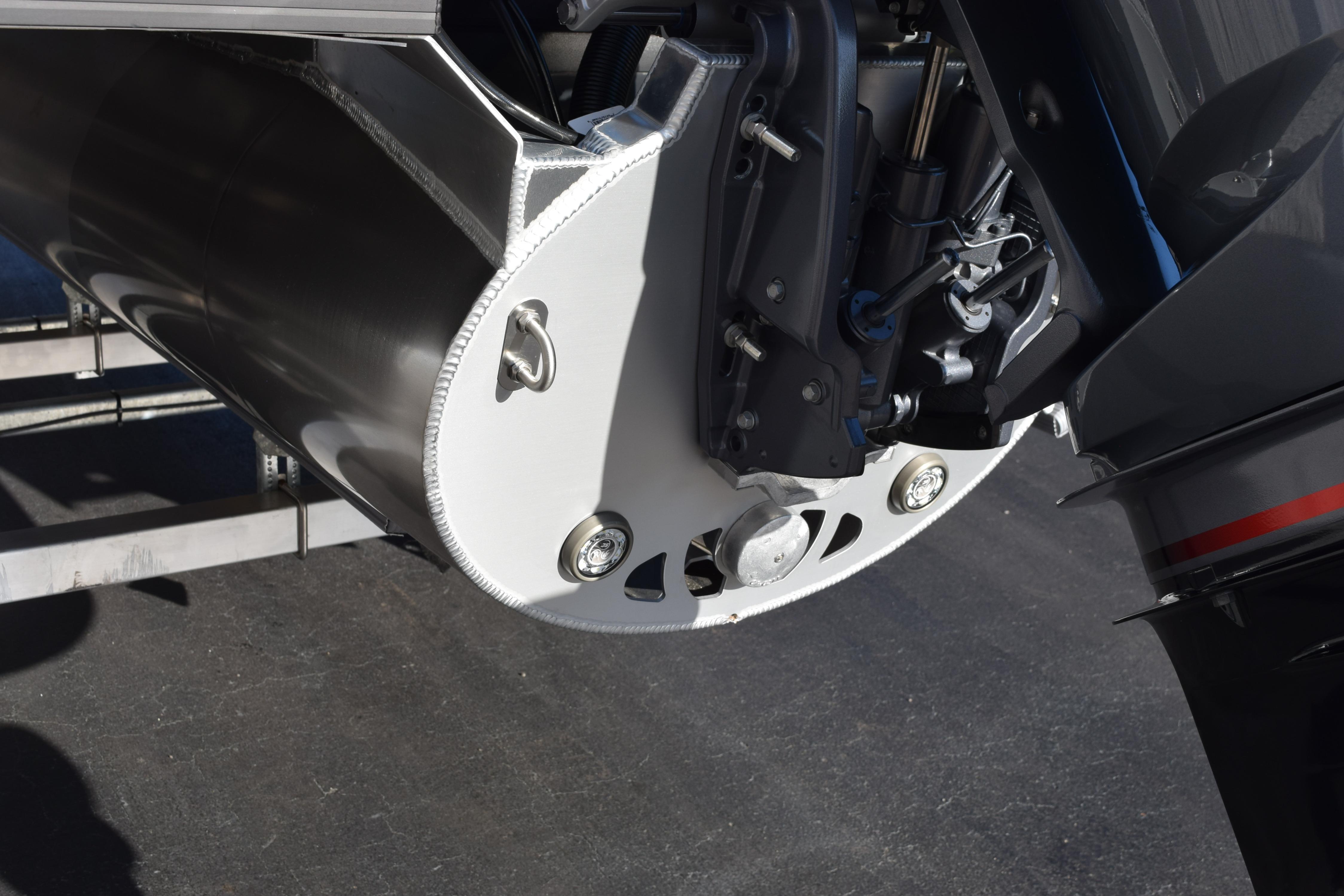 Close-up of Evotti 721CS 2026 boat motor component, showcasing engineering details.