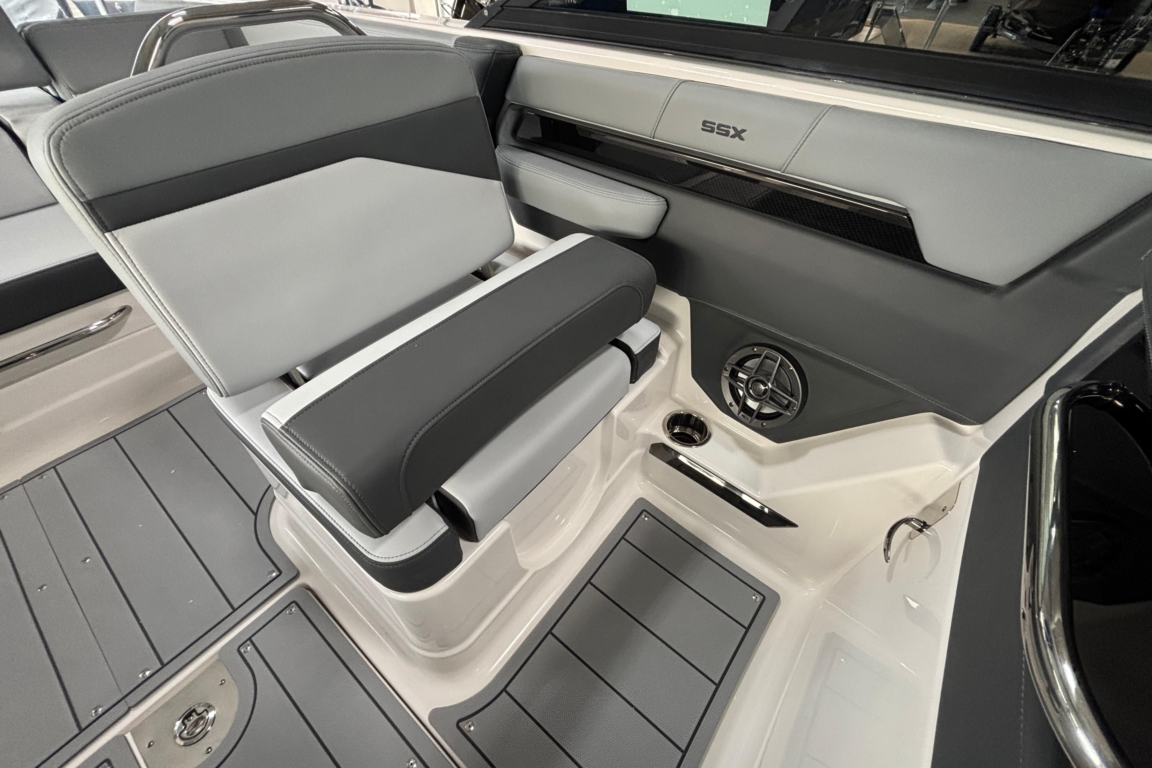 2026 Chaparral SSX 4 boat interior with sleek seating and modern design elements.