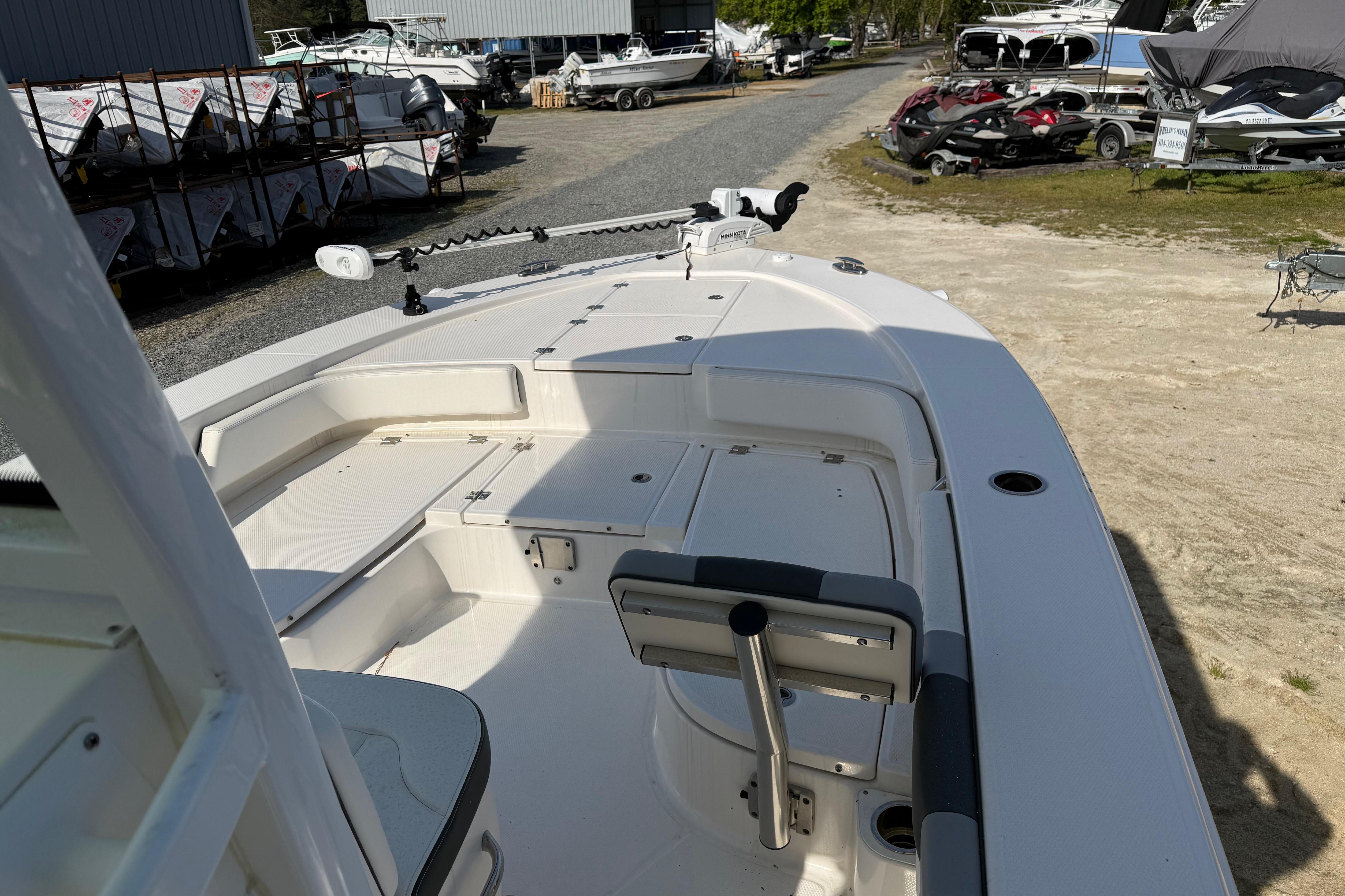2023 Robalo 246 Cayman boat interior, showcasing spacious deck and seating area.