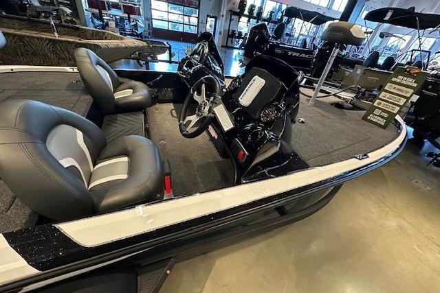 2026 Nitro Z17 boat interior with sleek design and comfortable seating in showroom.