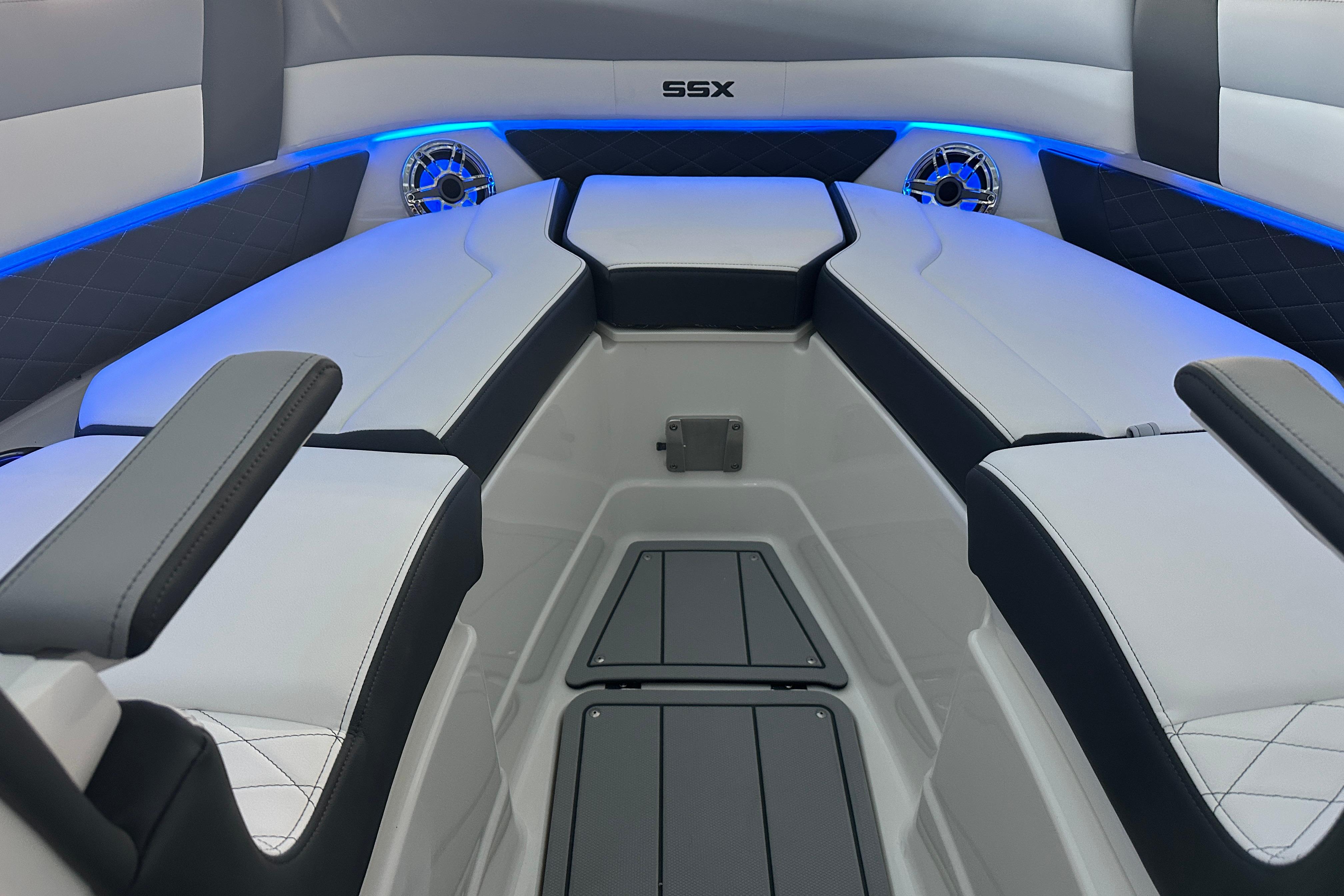 Interior of Chaparral SSX 8 boat, model year 2026.