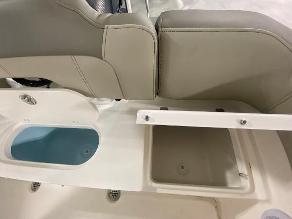 2024 Key West 203 FS boat seating and storage compartments.