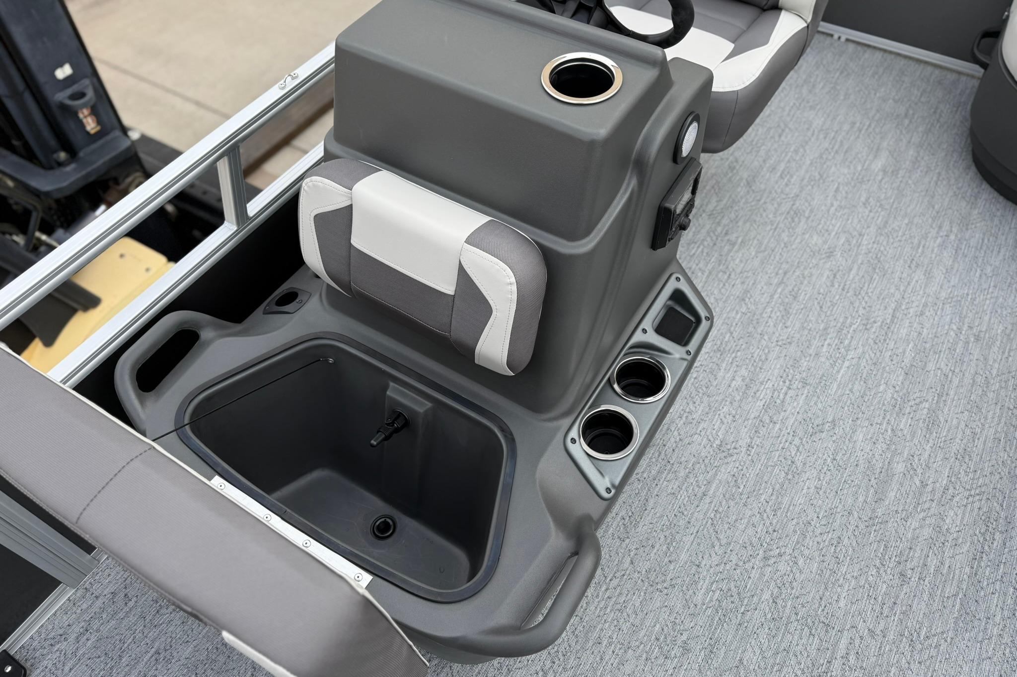 2026 Sun Tracker Bass Buggy 16 XL Select boat interior with seating and storage compartments.