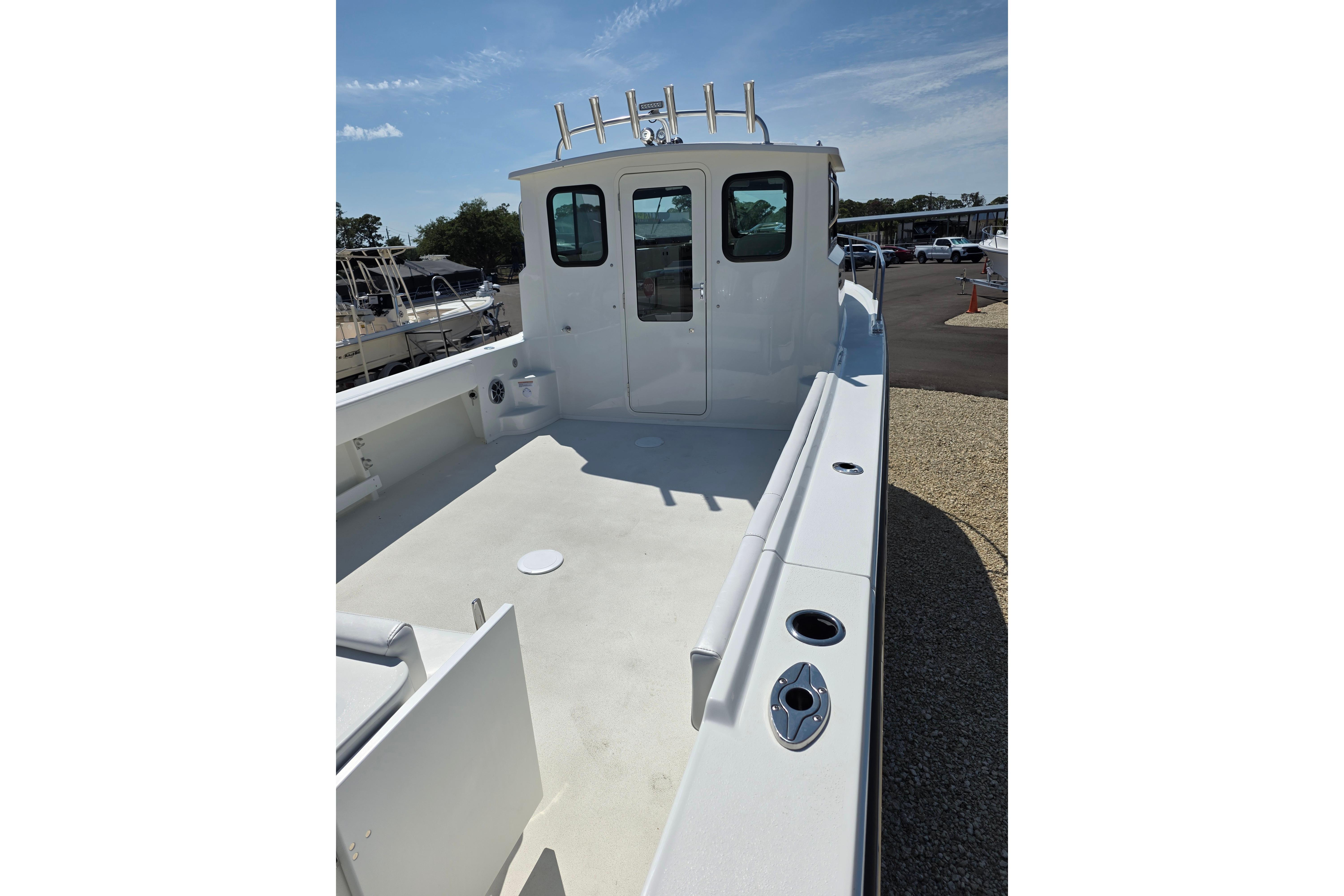 2026 Parker 287 Explorer boat with spacious deck and modern design.