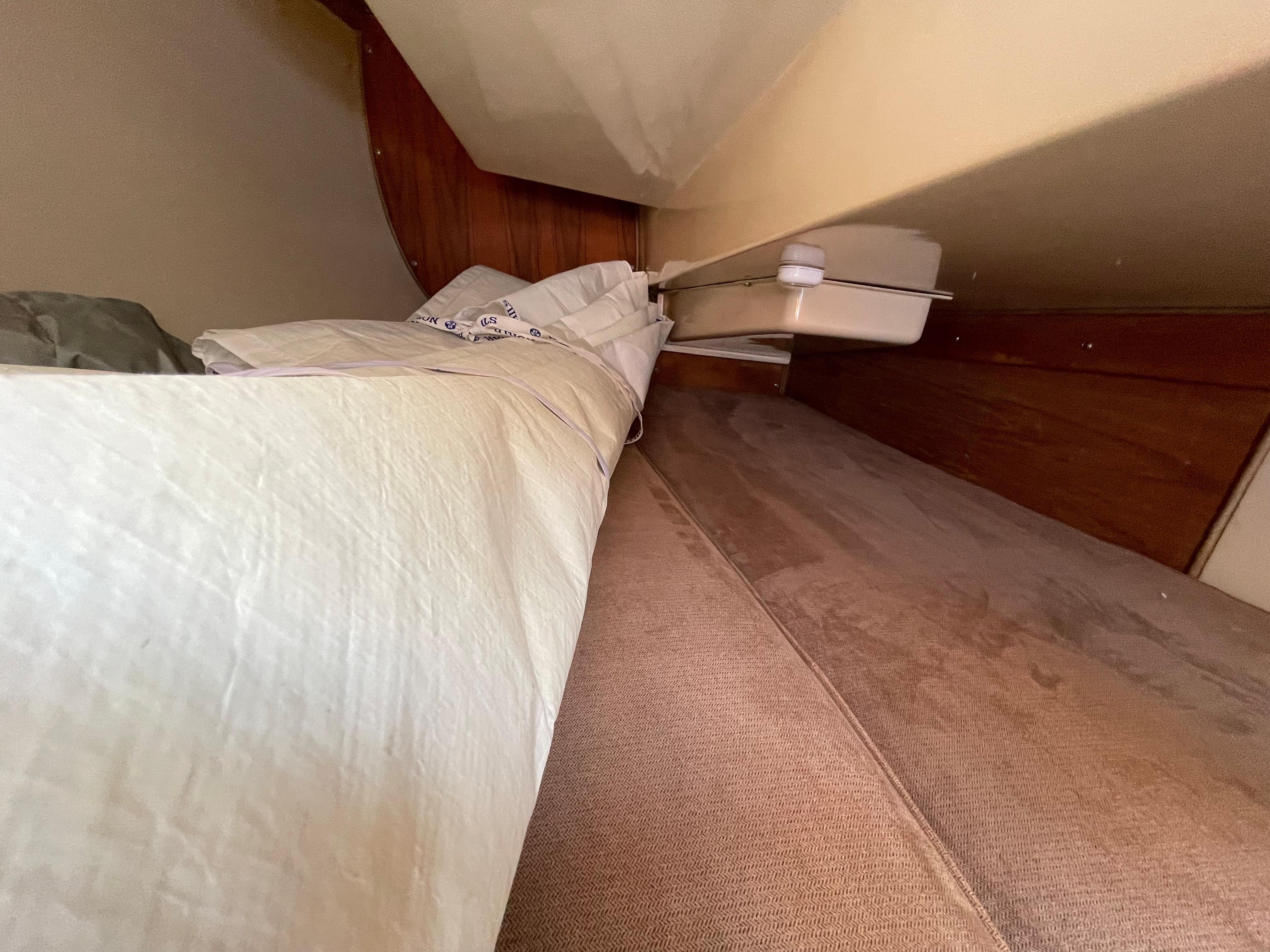 Interior of a 1984 Catalina 30 sailboat cabin.