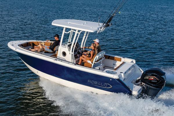 Manufacturer Provided Image: 2025 Robalo R230 Center Console boat cruising on open water.