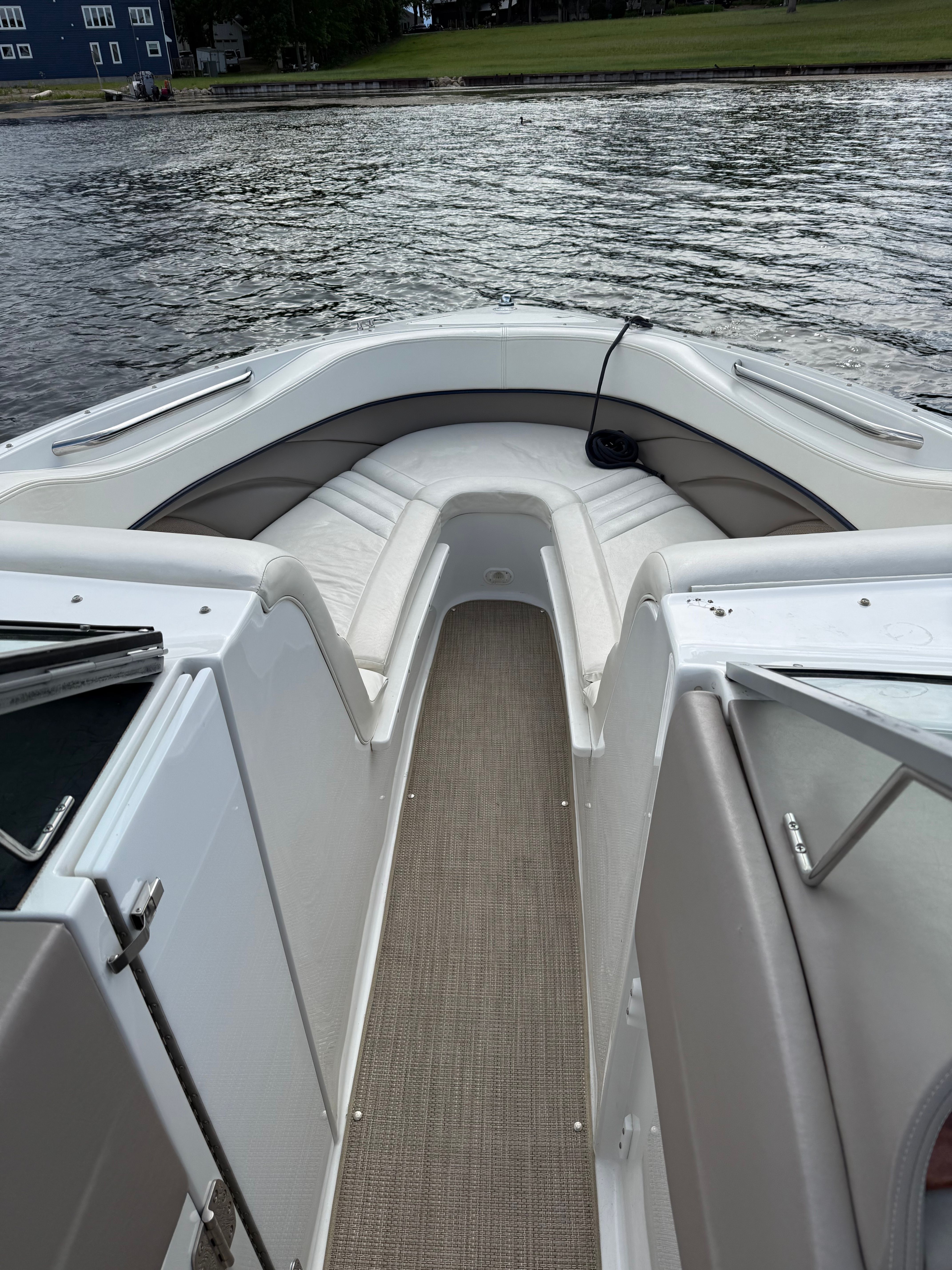 Interior view of a 2003 Cobalt 262 boat on water.