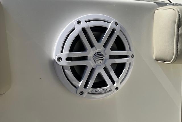 2026 Key West 239 FS boat speaker detail with JL Audio branding.