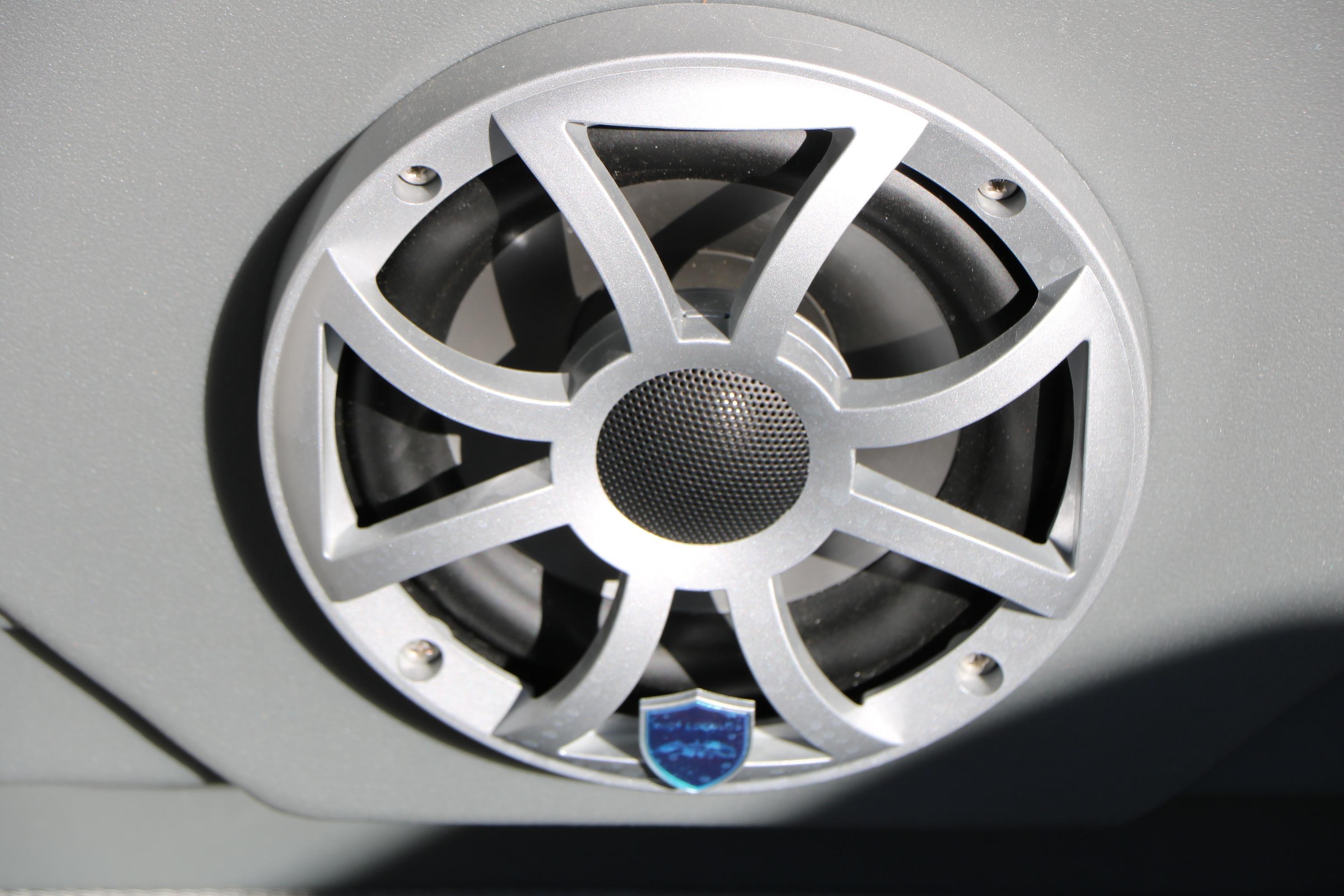 Close-up of a speaker in a 2026 Sylvan L3 CLZ DH boat.