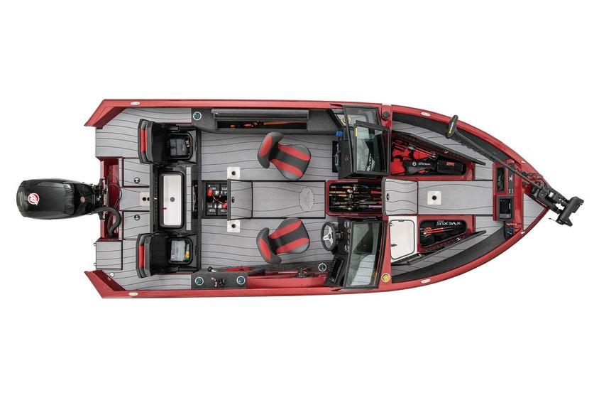 Manufacturer Provided Image: Top view of 2026 Vexus ADX 190 boat with red and gray interior design.