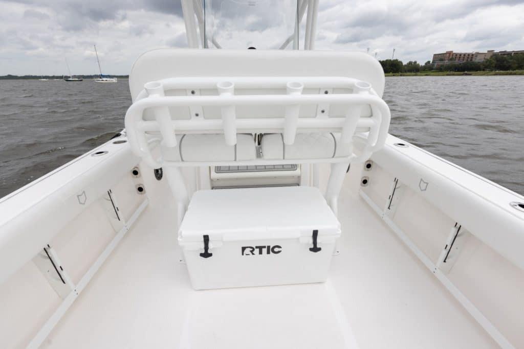 2027 Sea Fox 248 Commander boat interior with RTIC cooler on deck.