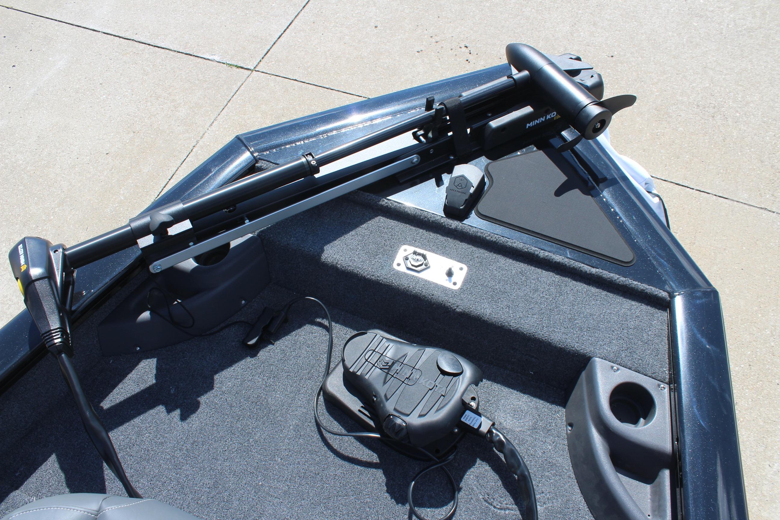 2026 Tracker Pro Team 175 Crappie Edition boat deck with trolling motor and foot pedal.