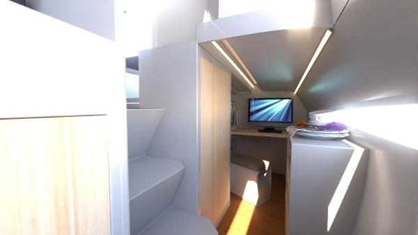 2024 Catamaran Cruisers Power Cat interior with modern design and natural lighting.