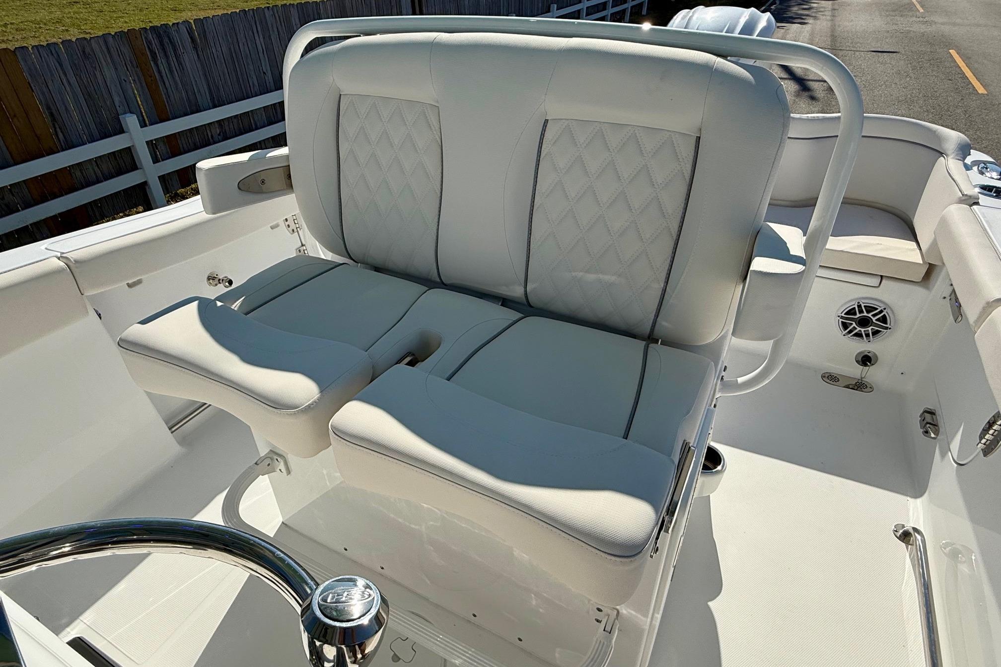 2026 Sea Hunt Ultra 255 SE boat interior with plush seating and modern design.