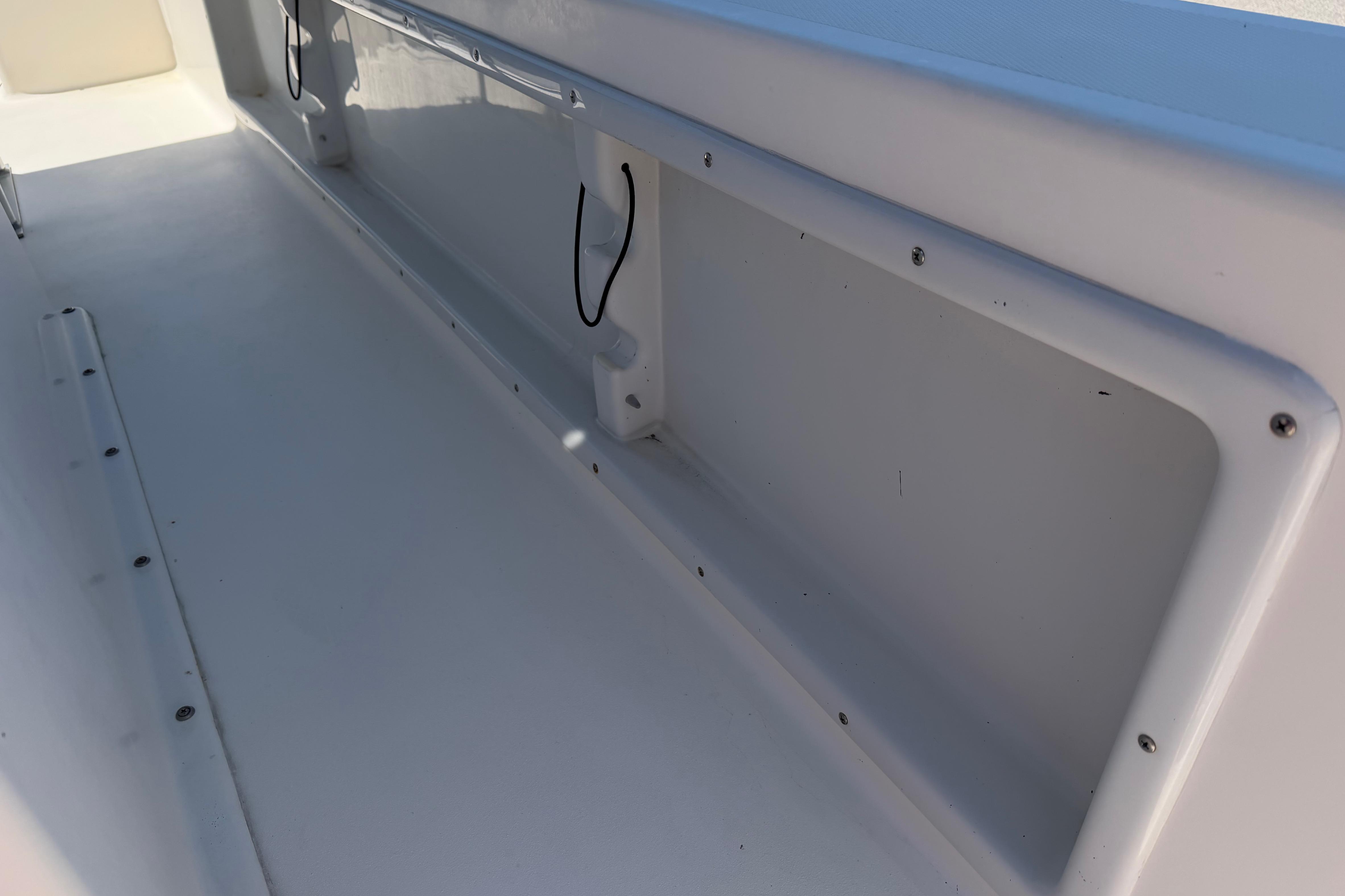 2008 KenCraft Bay Rider 2060 boat interior detail, showcasing storage compartment.