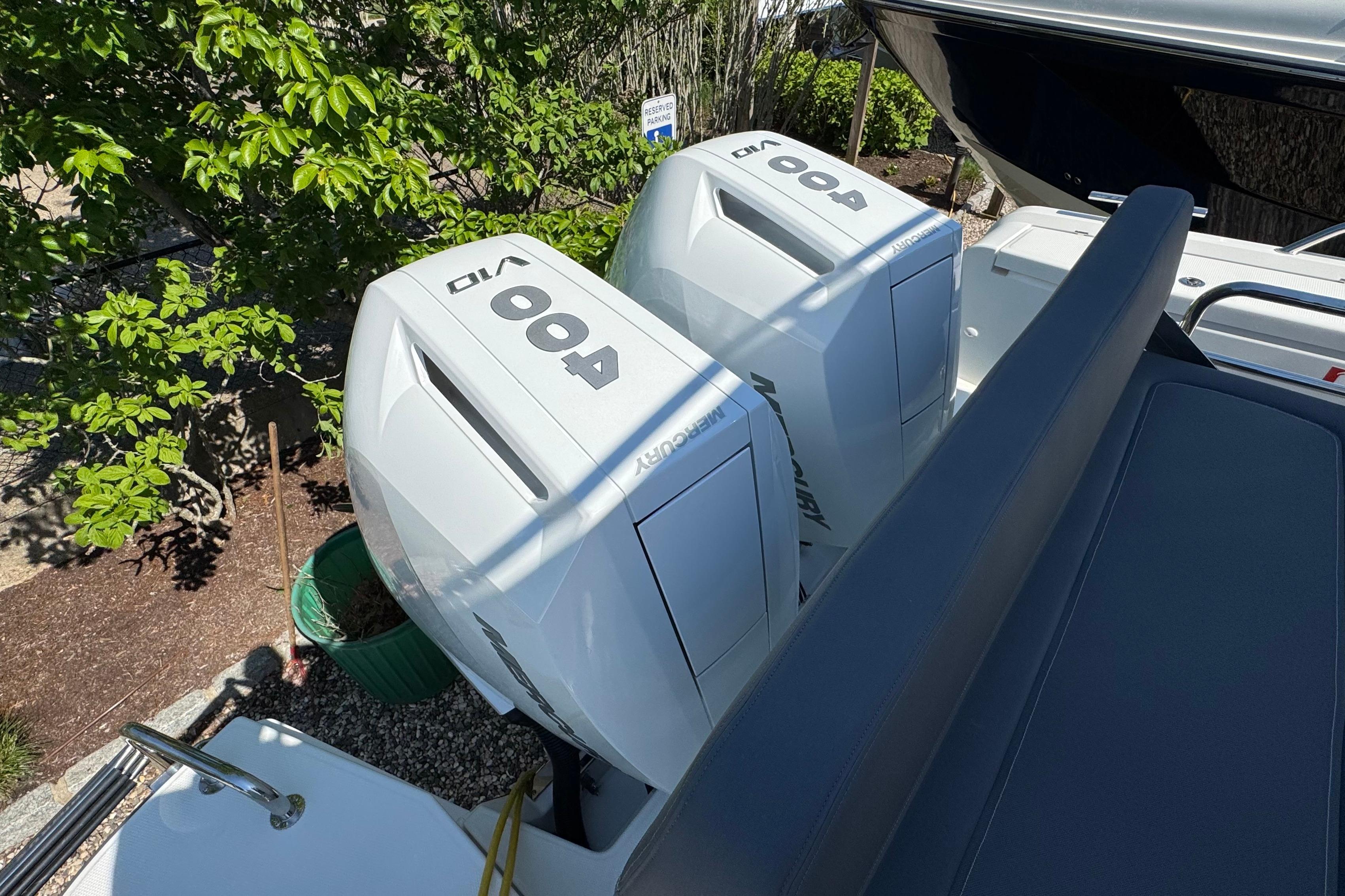 Nimbus Commuter 11 2025 with dual 400 HP outboard engines.