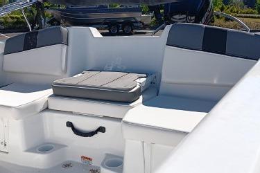2026 Tahoe T16 boat interior with cushioned seating and sleek design.
