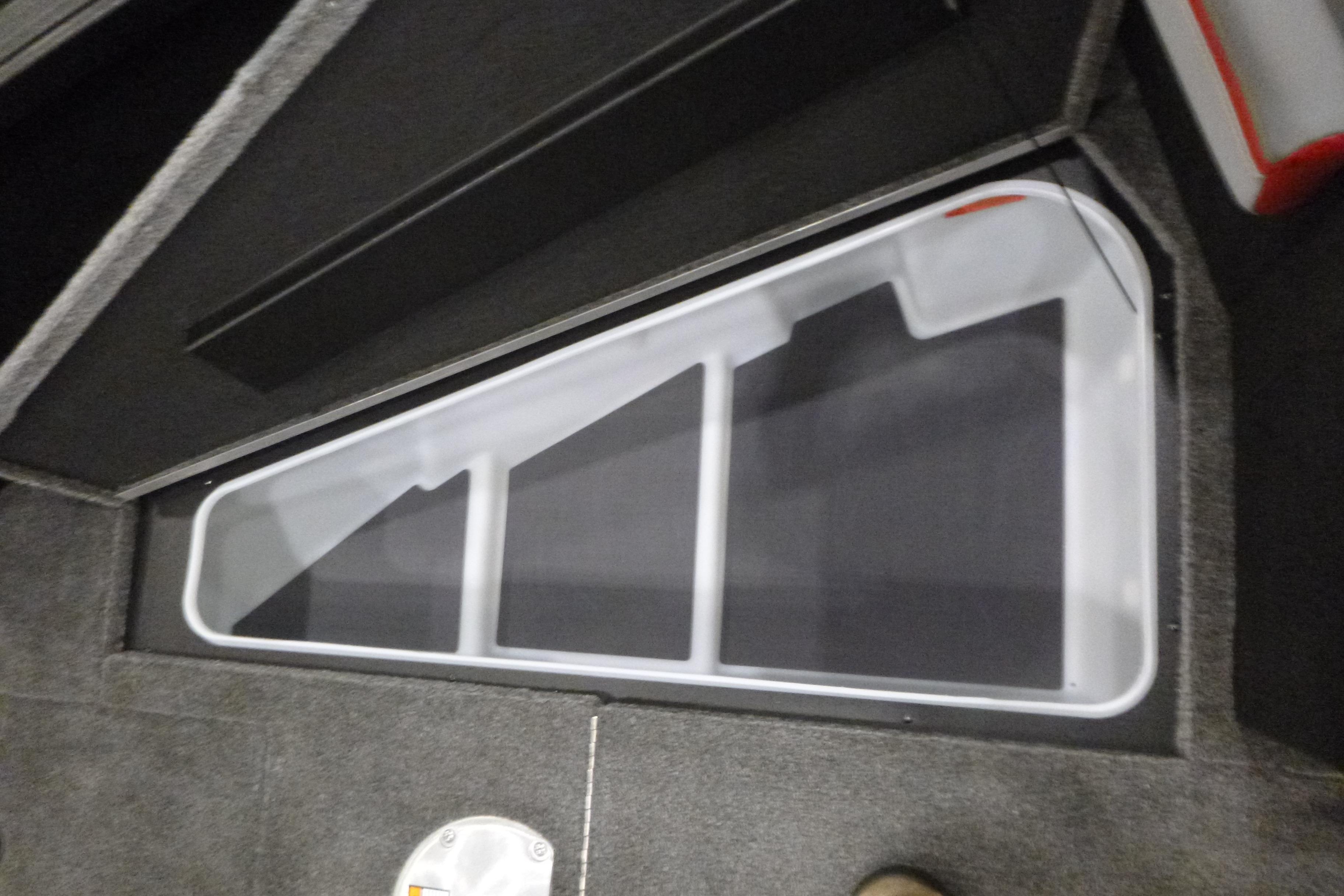 2025 Alumacraft Trophy 185X Sport boat storage compartment, interior view.