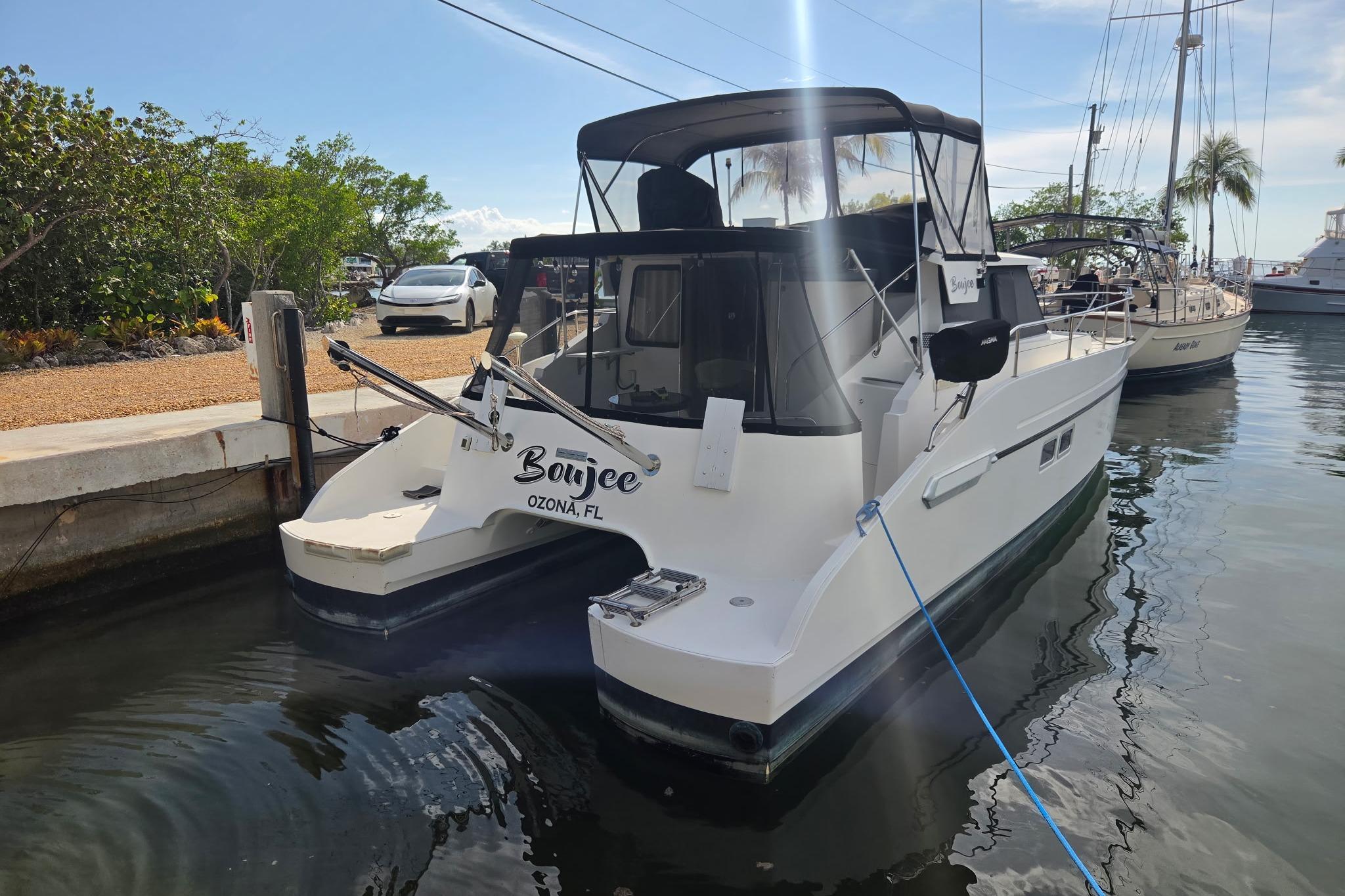 Fountaine Pajot Maryland 37, 2000 model, docked in Ozona, FL marina.