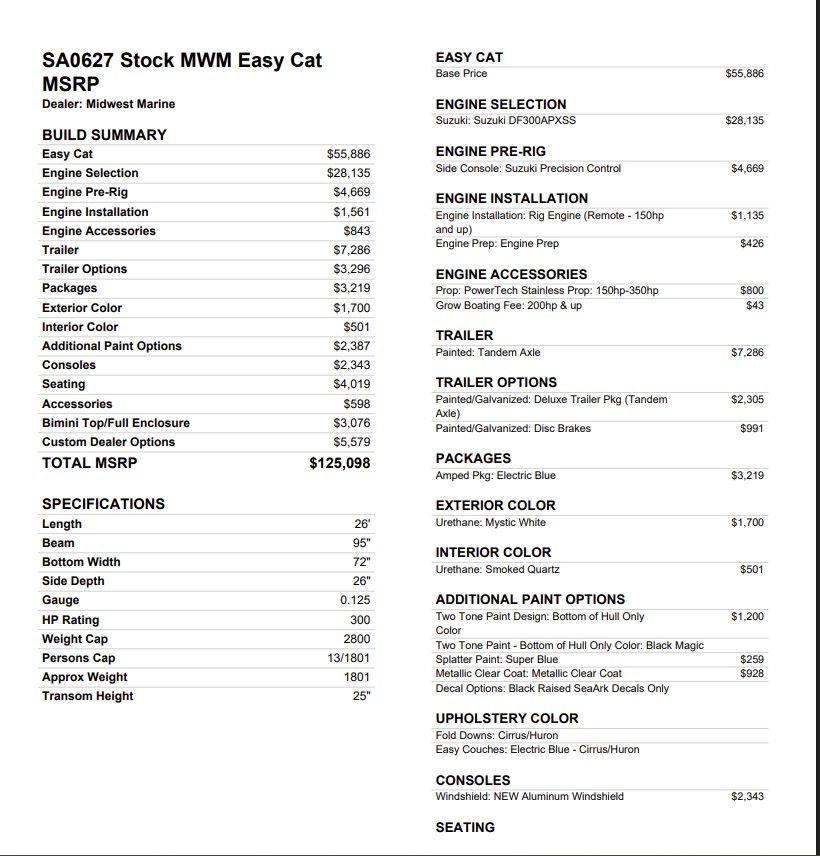 2027 SeaArk Easy Cat - 2