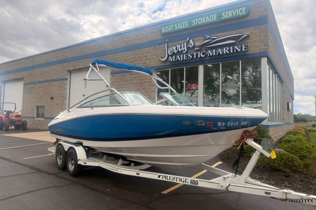 2007 Regal 2200 Bowrider boat on trailer at Jerry's Majestic Marine dealership.