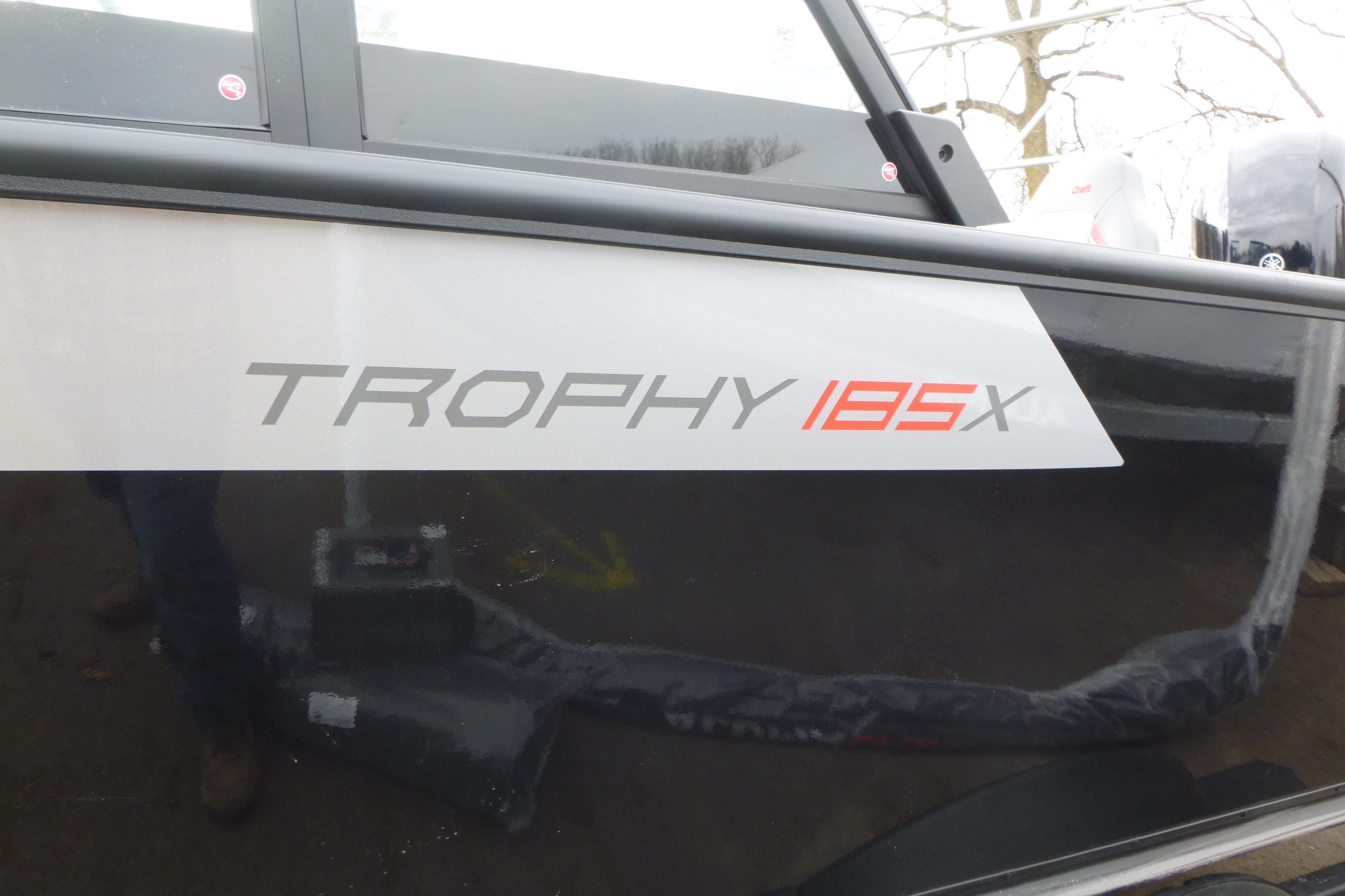 2025 Alumacraft Trophy 185X Sport boat logo on black exterior.