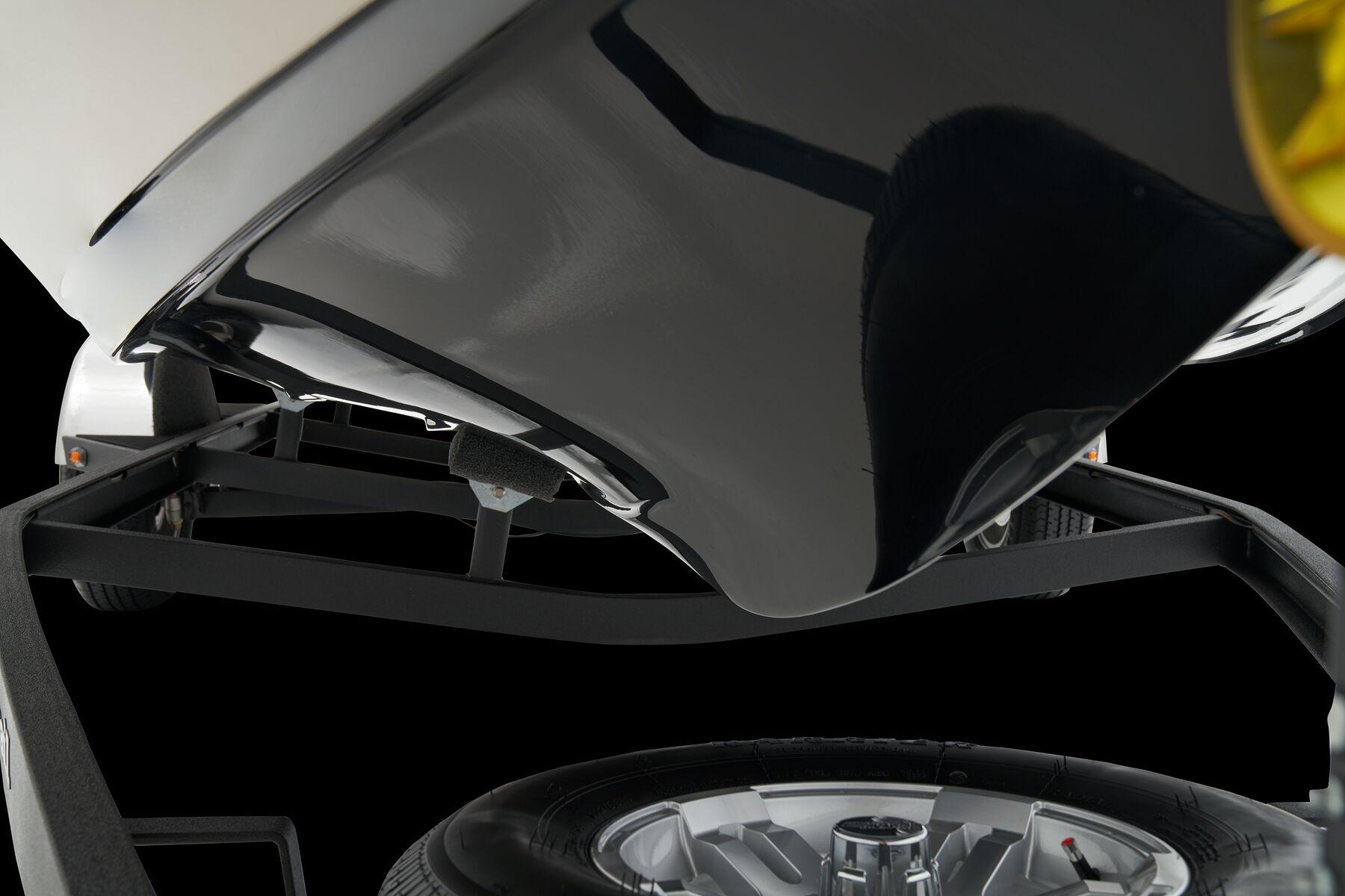 Manufacturer Provided Image: Underneath view of 2026 Ranger Z185 boat trailer with tire and frame details.