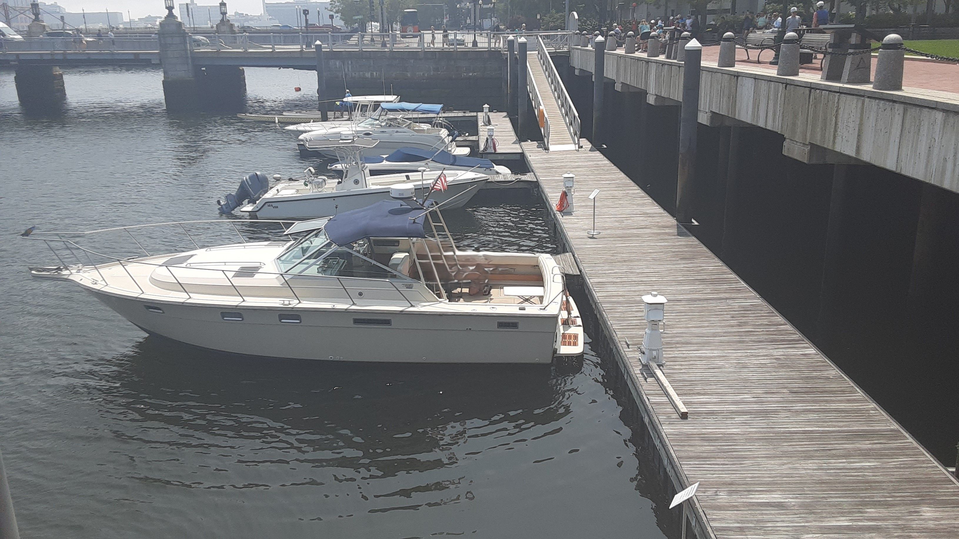Tiara Yachts 3100 Open 1985 docked at harbor.