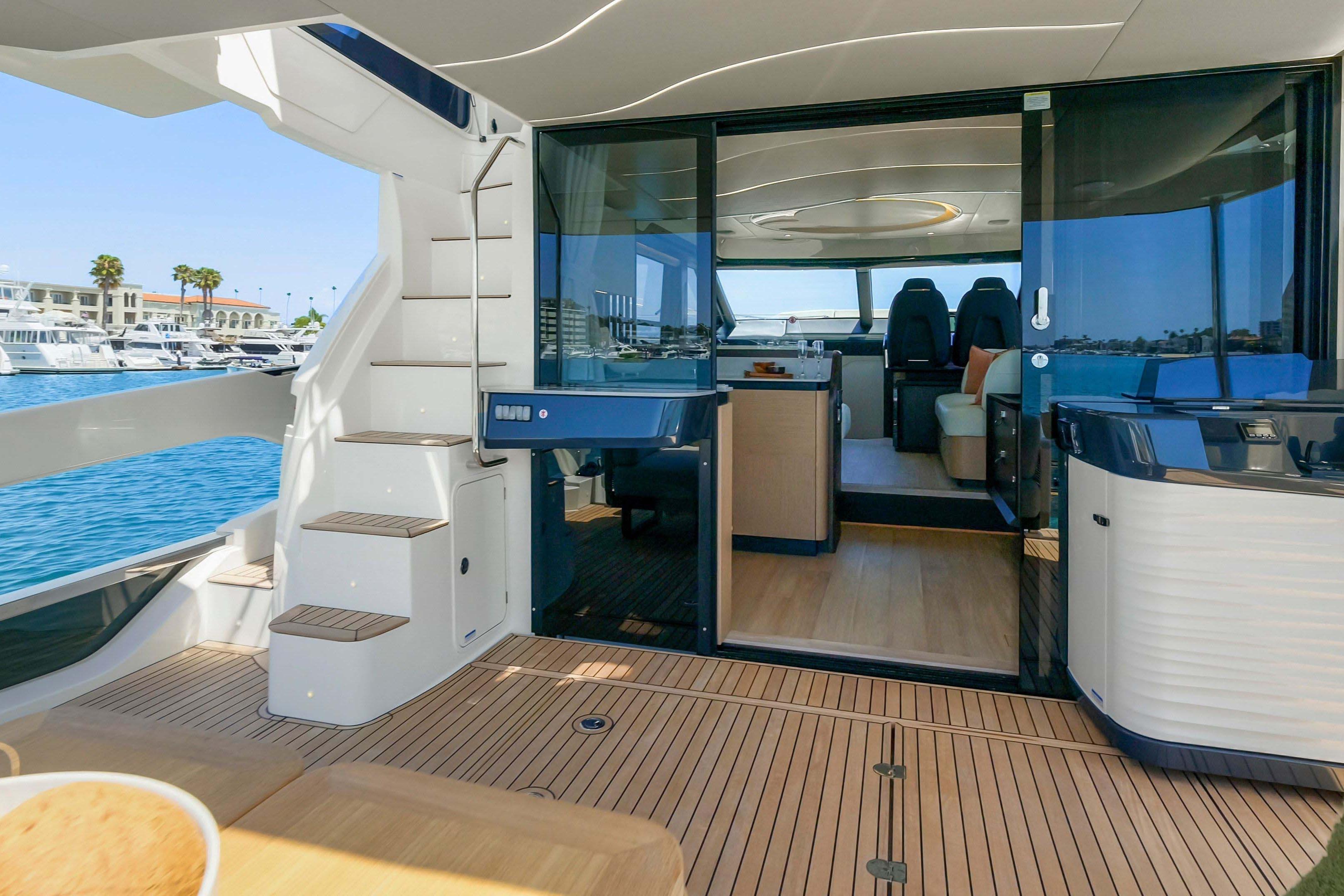 Luxurious Absolute 52 Fly yacht interior, showcasing modern design and spacious deck, 2026 model.