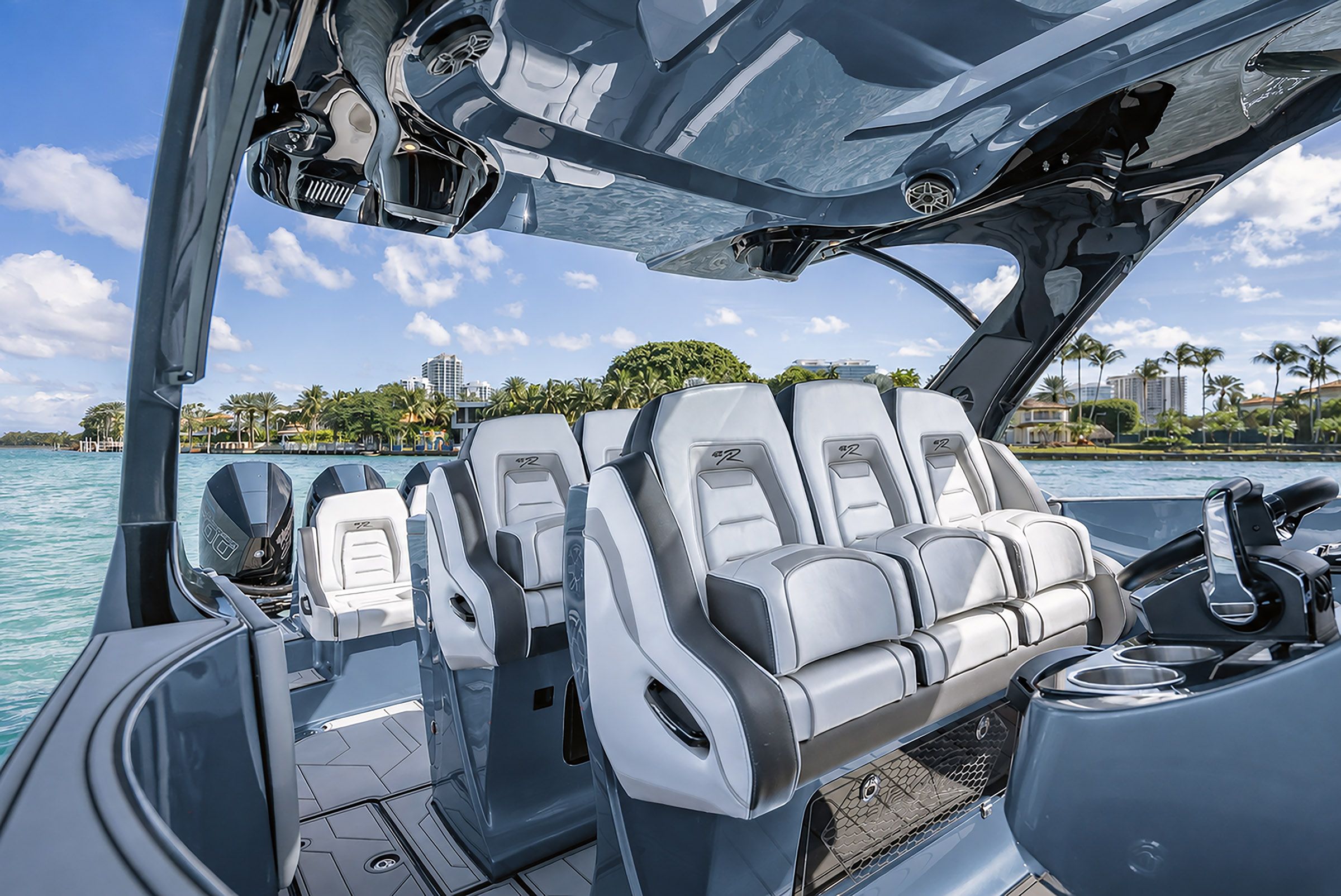 Luxurious interior of the 2027 Renegade Open 42 boat.