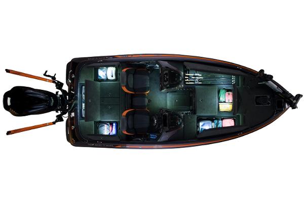 Manufacturer Provided Image: 2016 Skeeter FX 20 Limited Edition fishing boat, top view, showcasing seating and storage compartments.