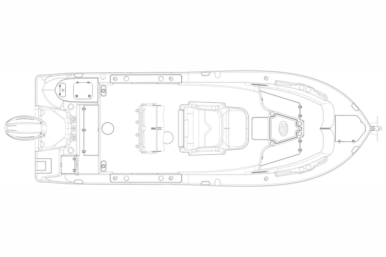 Manufacturer Provided Image: Blueprint of 2025 Sea Fox 248 Commander boat layout, top view.