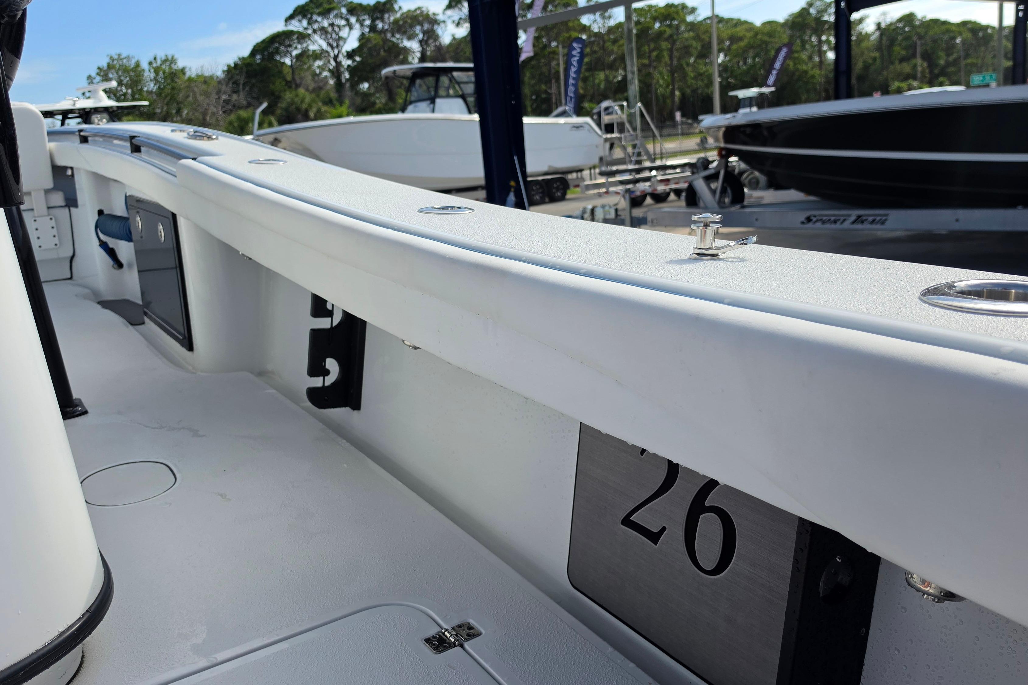 2025 Yellowfin 26 Hybrid boat interior with sleek design and modern features.