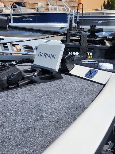 2025 Tracker Savage 215 boat with Garmin and Minn Kota accessories.