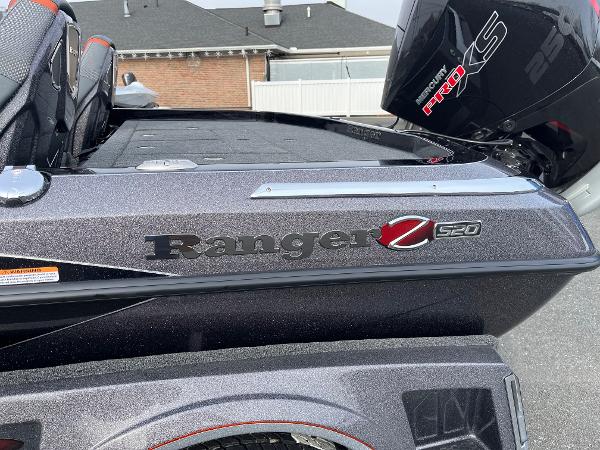 2025 Ranger Z520 boat with sleek design and powerful engine, parked outdoors.