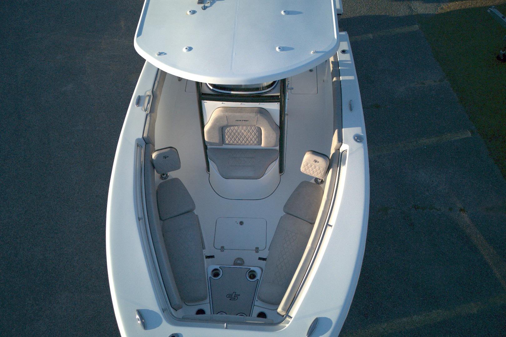 2021 Sea Pro 259 Center Console boat, aerial view of spacious seating area.