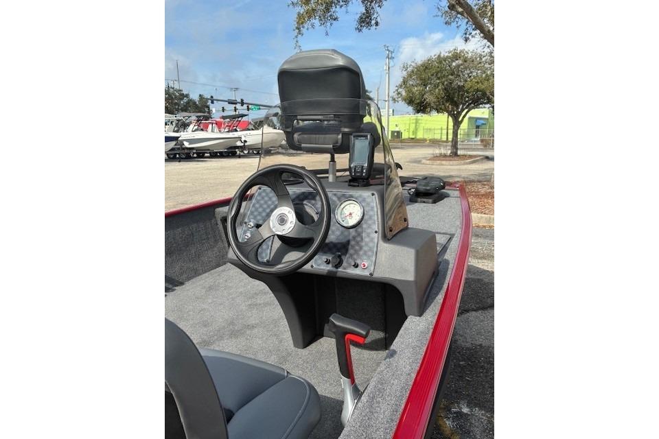 2025 Tracker Bass Tracker Classic XL boat interior with steering wheel and dashboard.