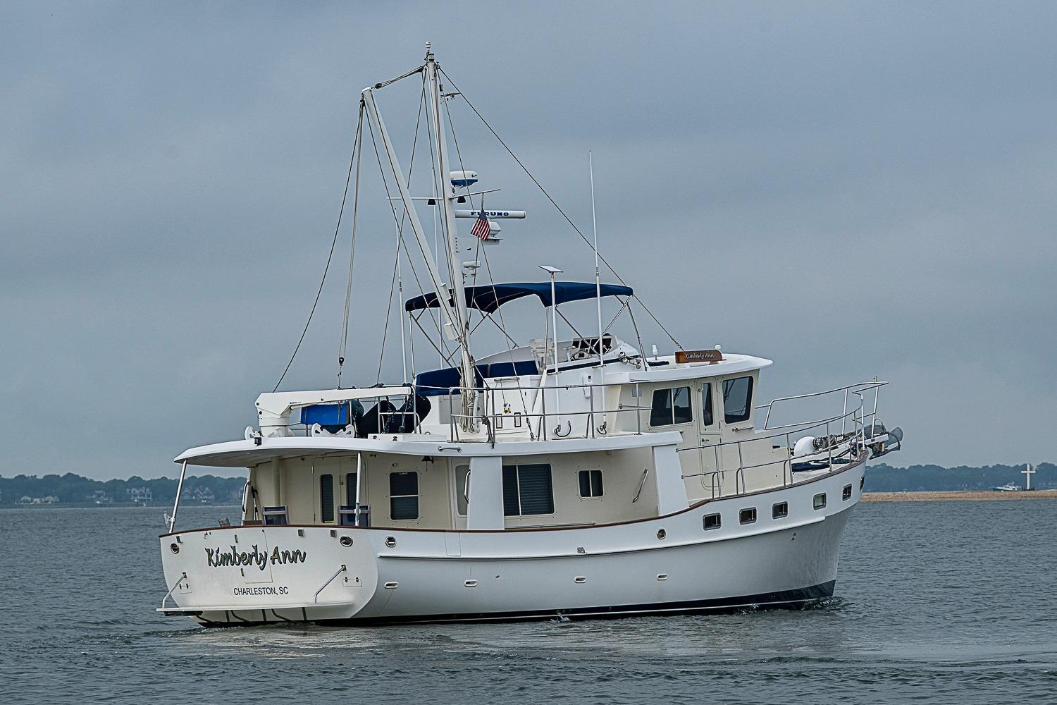 2008 Kadey-Krogen 48 North Sea yacht cruising on calm waters.